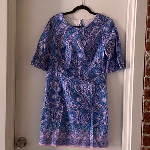 Lilly Pulitzer purple and blue dress with keyhole back detail. Size 8